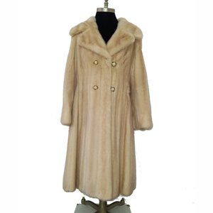 Vtg 70s Cream Custom Made Mink Coat S